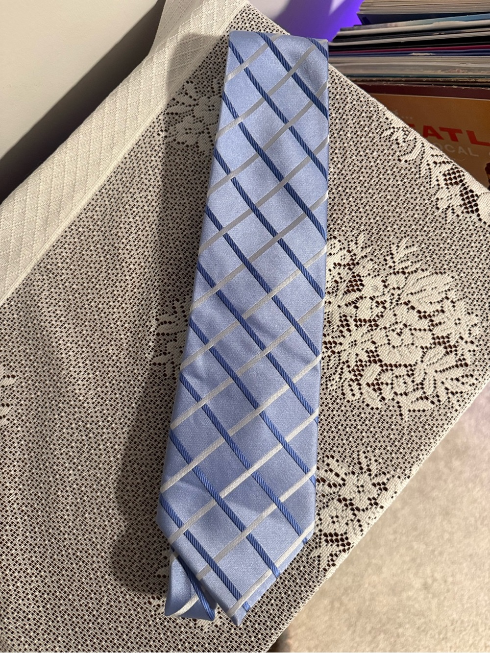 Donald J. Trump Light Blue Plaid Men's Tie - Classic Pattern